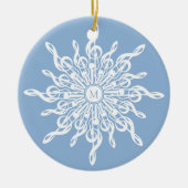 Monogram für den Winter Blue White Snowflake Musik Keramik Ornament (Vorne)