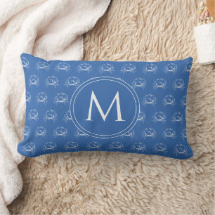 Monogram für die blaue und weiße Krebserkrankung a Lendenkissen