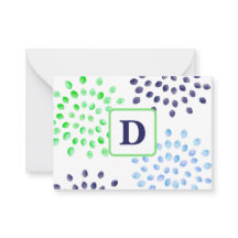 Monogram für die Blume Watercolor Navy Green Mum