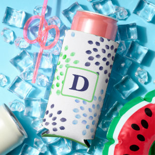 Monogram für die Blume Watercolor Navy Green Mum Selters Dosenkühler