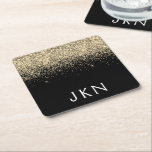 Monogram für die Girly-Name-Initials für den Gold  Rechteckiger Pappuntersetzer<br><div class="desc">Monogram Name Paper Untersetzer für Schwarz und Gold Sparkle Glitzer. Dies macht den perfekten Abschluss,  Geburtstag,  Hochzeit,  Brautparty,  Jubiläum,  Babydusche oder Junggeselinnen-Abschied Geschenk für jemanden,  die Lieben glamourösen Luxus und schicke Stile.</div>