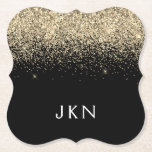 Monogram für die Girly-Name-Initials für den Gold  Untersetzer<br><div class="desc">Monogram Name Paper-Untersetzer für den Glitzer Gold und Black. Dies macht den perfekten Abschluss,  Geburtstag,  Hochzeit,  Brautparty,  Jubiläum,  Babydusche oder Junggeselinnen-Abschied Geschenk für jemanden,  die Lieben glamourösen Luxus und schicke Stile.</div>
