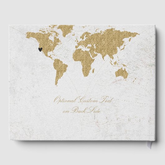 Monogram für die Gold Foil World Map Hochzeit in U Gästebuch (Rückseite)
