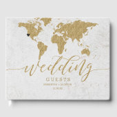 Monogram für die Gold Foil World Map Hochzeit in U Gästebuch (Vorderseite)