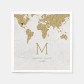 Monogram für die Gold Foil World Map Hochzeit in U Serviette (Vorderseite)