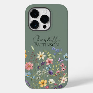 Monogram für die Sage Green Wildblume Individuelle Case-Mate iPhone 14 Pro Hülle