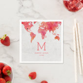 Monogram für die Weltkarte für Wasserfarbe Serviette (Beispiel)