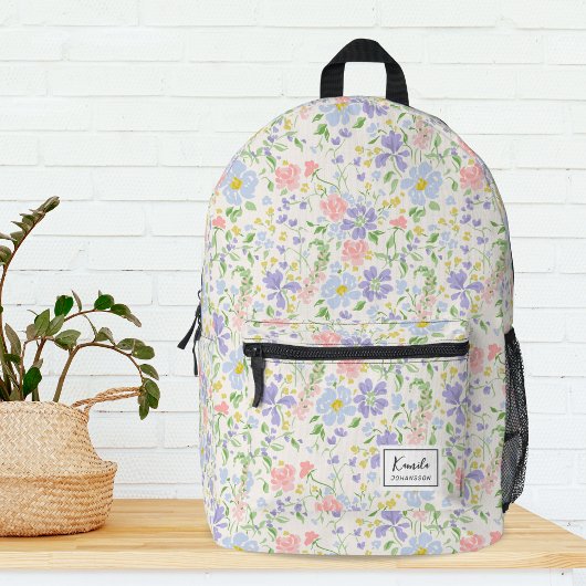 Monogram für Elegancolor Watercolor Peony Blume Bedruckter Rucksack