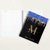 Monogram für elegante Black Blue Gold Glitzer Trop Planer (Anzeige)