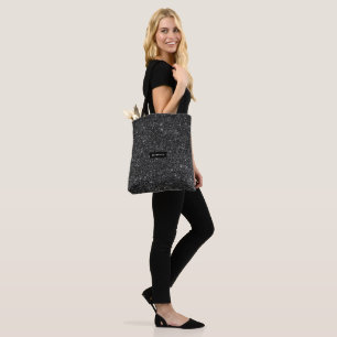 Monogram für elegante Black Imitats Glitzer Tasche