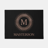 Monogram für elegante Black & Rose Gold Familienna Fußmatte (Vorderseite)