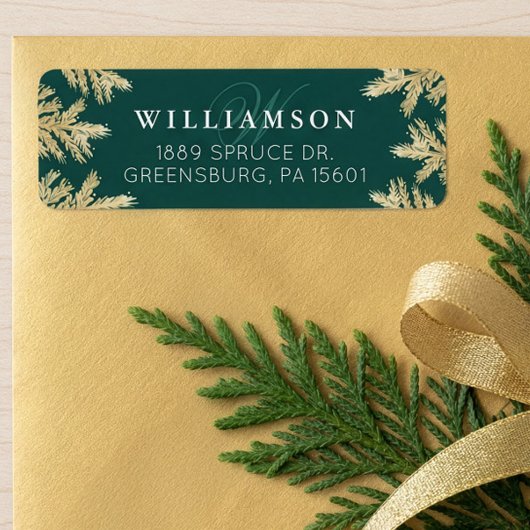 Monogram für elegante Forest Green & Gold Pine For