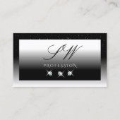 Monogram für elegante Schwarz-Weiß-Sparkle-Diamant Visitenkarte (Vorderseite)