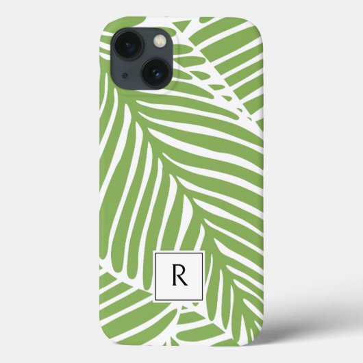 Monogram für Girly Chic Green Blätter Case-Mate iPhone Hülle (Rückseite)