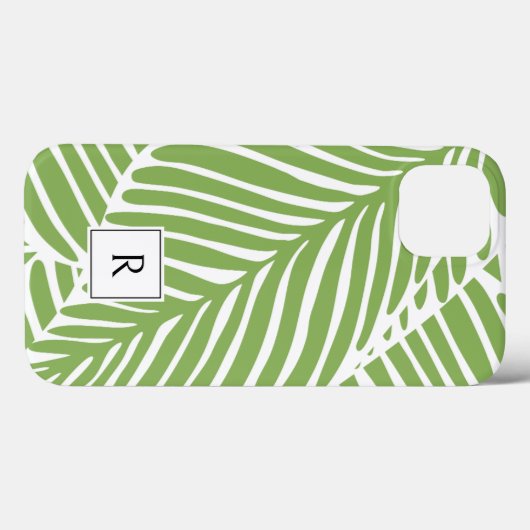 Monogram für Girly Chic Green Blätter Case-Mate iPhone Hülle (Rückseite (Horizontal))