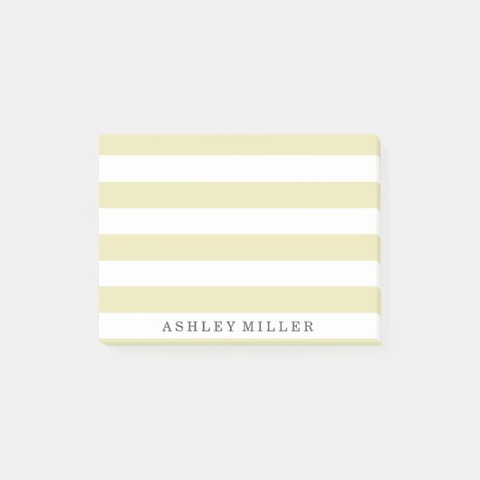 Monogram für Girly Gold Classic Stripes Post-it Klebezettel (Vorderseite)
