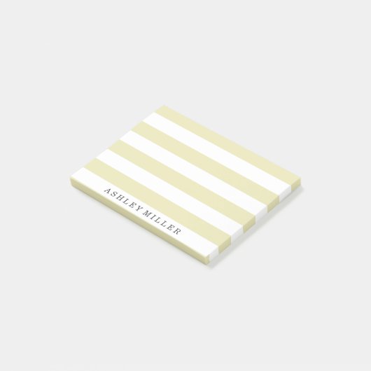 Monogram für Girly Gold Classic Stripes Post-it Klebezettel (angewinkelt)