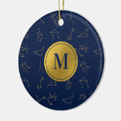 Monogram für Gold & Navy Blue-Zodiac-Konstellation Keramik Ornament (Links)