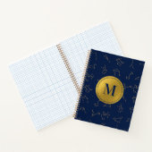 Monogram für Gold & Navy Blue-Zodiac-Konstellation Notizblock (Innenseite)