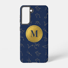 Monogram für Gold & Navy Blue-Zodiac-Konstellation Samsung Galaxy Hülle
