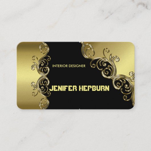 Monogram für Gold und Black Elegante Visitenkarten Visitenkarte (Vorderseite)