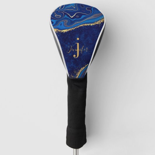 Monogram für Gold und Blue Modern Eleganter Indivi Golf Headcover (Vorderseite)