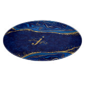 Monogram für Gold und Blue Modern Eleganter Indivi Schneidebrett (Ecke)