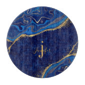 Monogram für Gold und Blue Modern Eleganter Indivi Schneidebrett (Vorderseite)
