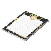 Monogram für Gold- und Schwarz-Pinselstriche Notizblock (Rotiert)