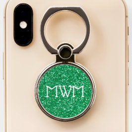 Monogram für grünen GLITZER Handy Ring