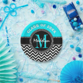 Monogram für High School Abschluss Zickzack Pappteller (Party)