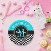 Monogram für High School Abschluss Zickzack Pappteller (Party)