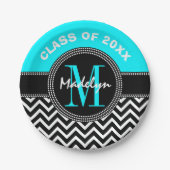 Monogram für High School Abschluss Zickzack Pappteller (Vorderseite)