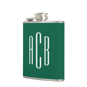 Monogram für Hunter Green und White Three Letter Flachmann (Links)