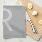 Monogram für leichte graue und graue moderne Initi Geschirrtuch (Viertel Falte)