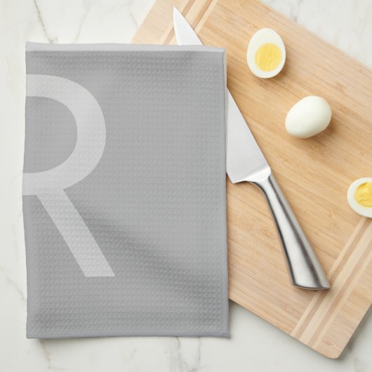 Monogram für leichte graue und graue moderne Initi Geschirrtuch (Viertel Falte)