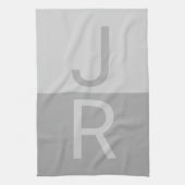 Monogram für leichte graue und graue moderne Initi Geschirrtuch (Vertikal)