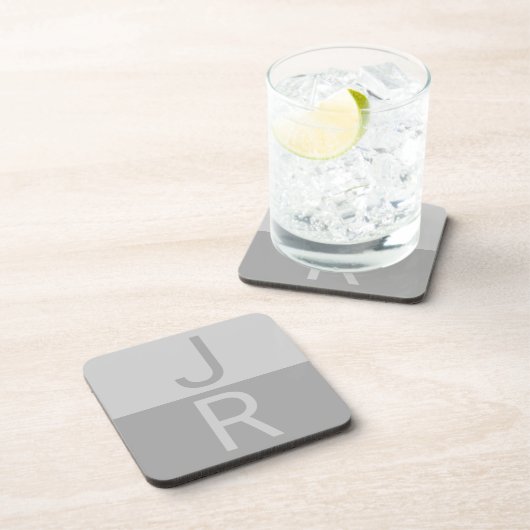 Monogram für leichte graue und graue moderne Initi Getränkeuntersetzer (Rechte Seite)