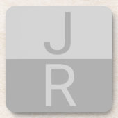 Monogram für leichte graue und graue moderne Initi Getränkeuntersetzer (Vorderseite)