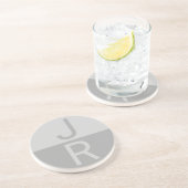 Monogram für leichte graue und graue moderne Initi Getränkeuntersetzer (Seite)