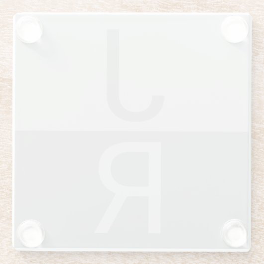 Monogram für leichte graue und graue moderne Initi Glasuntersetzer (Rückseite)