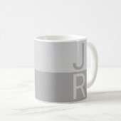 Monogram für leichte graue und graue moderne Initi Kaffeetasse (VorderseiteRechts)