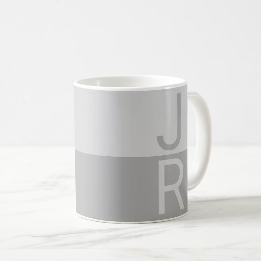 Monogram für leichte graue und graue moderne Initi Kaffeetasse (VorderseiteRechts)