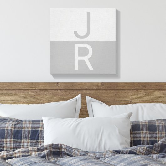Monogram für leichte graue und graue moderne Initi Leinwanddruck (Insitu (Schlafzimmer))