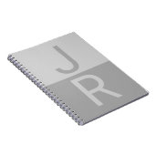 Monogram für leichte graue und graue moderne Initi Notizblock (Rechte Seite)