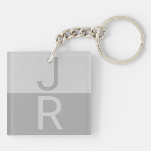 Monogram für leichte graue und graue moderne Initi Schlüsselanhänger (Rückseite)