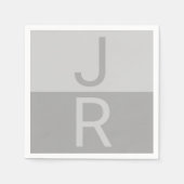 Monogram für leichte graue und graue moderne Initi Serviette (Vorderseite)