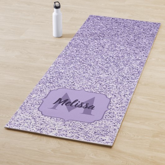Monogram für lila Ultra-violetten Glitzer Yogamatte (Beispiel)