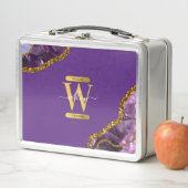 Monogram für lila und Gold Agate Geode Glitzer Metall Brotdose (Beispiel)