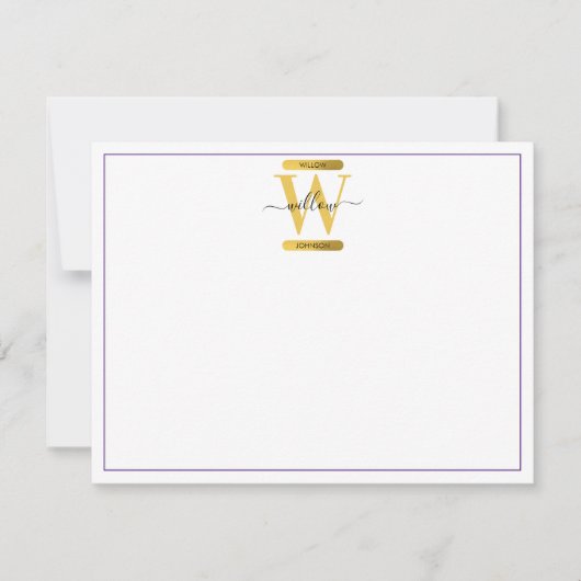 Monogram für lila und Gold Agate Geode Glitzer Mitteilungskarte (Vorderseite)